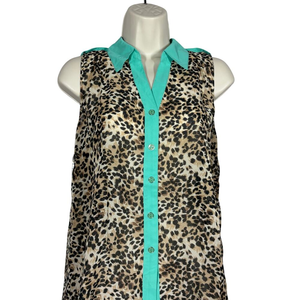 Blu Pepper Sleeveless Blouse Top Shirt Animal Print Casual - L